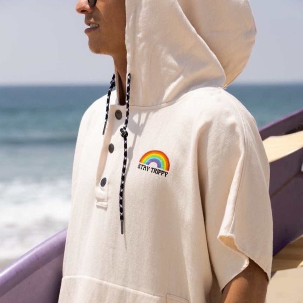 Slowtide Cream Unisex Stay Trippy Terry Beach Changing Poncho Dress - Picture 7 of 12